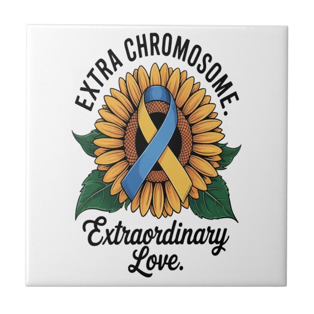 Down Syndrome Awareness Sunflower Ceramic Tile (Front)