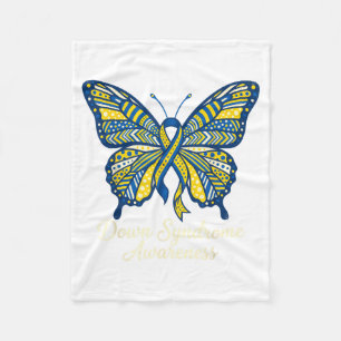 Down Syndrome Awareness Sunflower Ribbon Inclusion Fleece Blanket