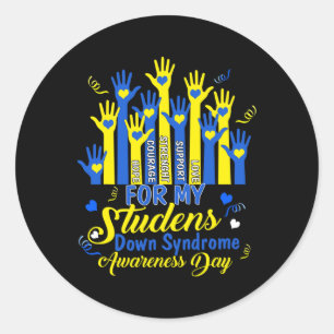 Down Syndrome Awareness T21 Day Women Teacher 1 Classic Round Sticker