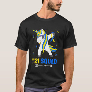 Down Syndrome Awareness T21 Squad Dabbing Unicorn T-Shirt