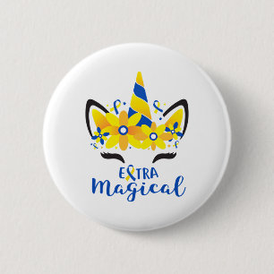 Down Syndrome Awareness Unicorn Girl Mum Extra Mag 6 Cm Round Badge