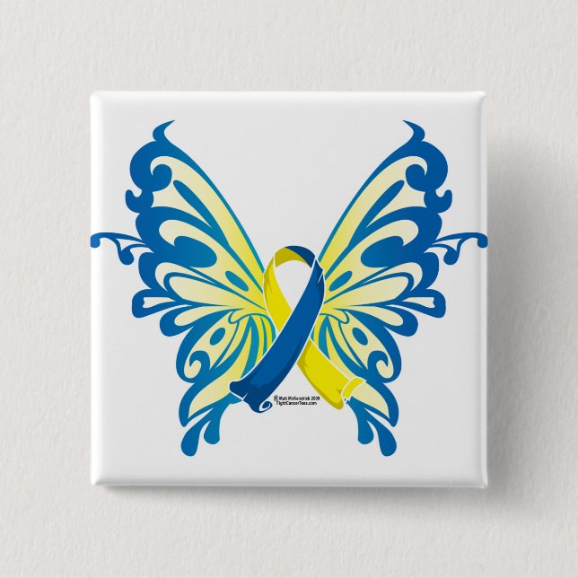 Down Syndrome Butterfly Ribbon 15 Cm Square Badge (Front)