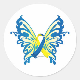 Down Syndrome Butterfly Ribbon Classic Round Sticker