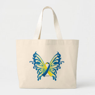 Down Syndrome Butterfly Ribbon Large Tote Bag