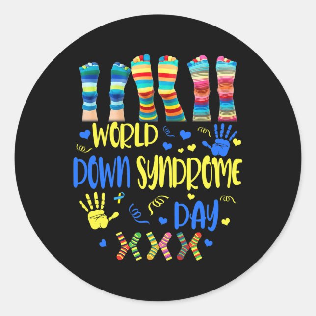 Down Syndrome Day Awareness Socks Down Right Gift  Classic Round Sticker (Front)