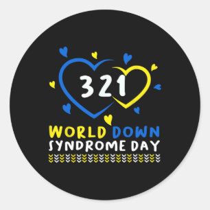 Down Syndrome Day Awareness Trisomy 21 Down Syndro Classic Round Sticker