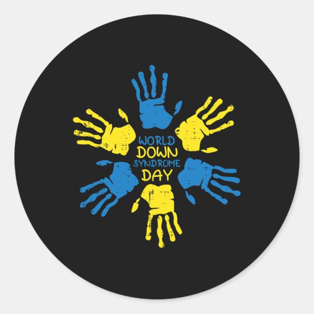 Down Syndrome Day Hands Awareness 321 Men Women Ki Classic Round Sticker (Front)