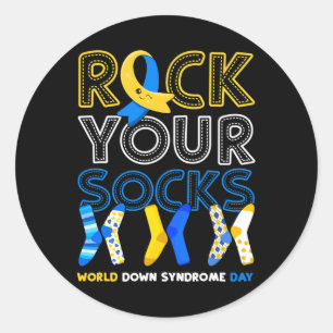 Down Syndrome Day Rock Your Socks Awareness 2  Classic Round Sticker