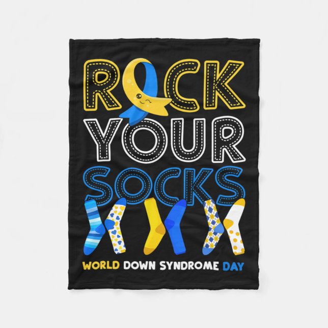 Down Syndrome Day Rock Your Socks Awareness 2  Fleece Blanket (Front)