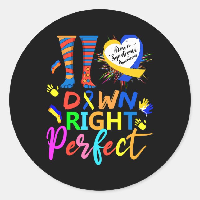 Down Syndrome Day Rock Your Socks T21 Awareness  Classic Round Sticker (Front)