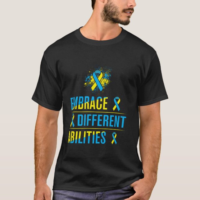 Down Syndrome Design for Adults Down Syndrome Awar T-Shirt (Front)