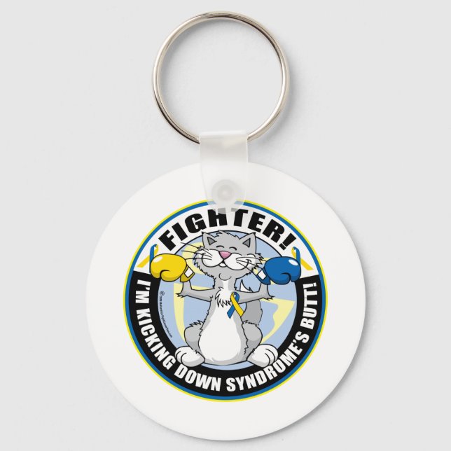 Down Syndrome Fighter Cat Key Ring (Front)