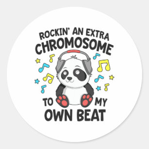 Down Syndrome Kids T21 Rockin' An Extra Chromosome Classic Round Sticker