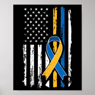 Down Syndrome Men Women Kids American Usa Flag  Poster