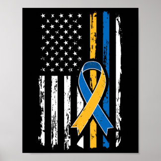 Down Syndrome Men Women Kids American Usa Flag  Poster