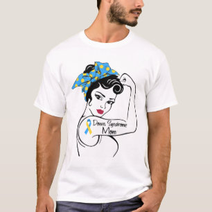 Down Syndrome Mum T21 Mum Blue Yellow Ribbon Suppo T-Shirt