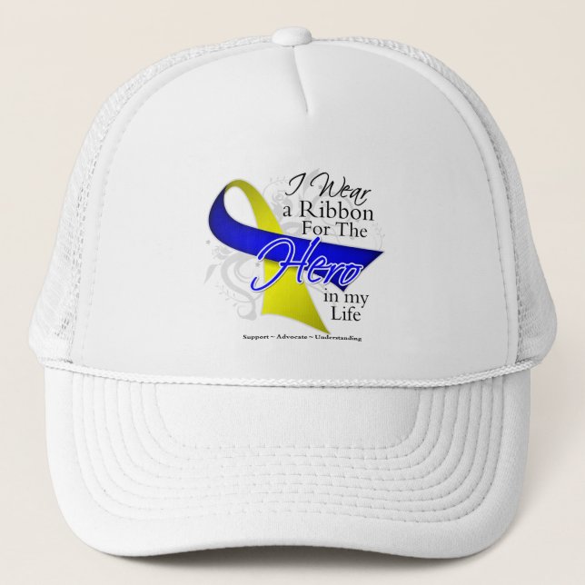 Down Syndrome Ribbon Hero in My Life Trucker Hat (Front)