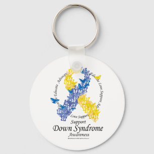 Down Syndrome Ribbon of Butterflies Key Ring