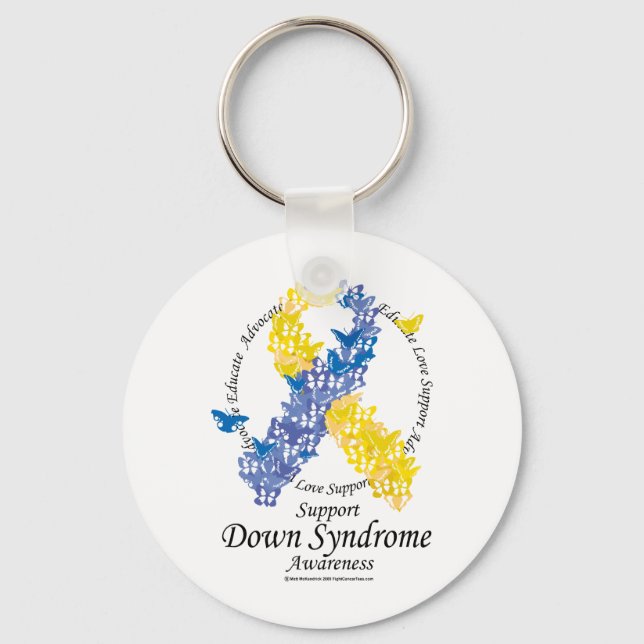 Down Syndrome Ribbon of Butterflies Key Ring (Front)