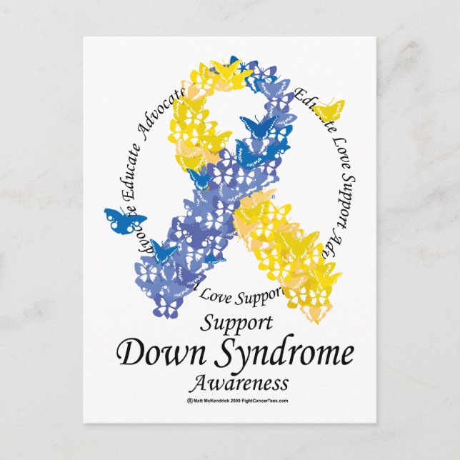 Down Syndrome Ribbon of Butterflies Postcard (Front)