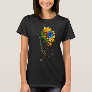 Down Syndrome Sunflower  Yellow Blue Ribbon T-Shirt