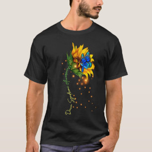 Down Syndrome Sunflower  Yellow Blue Ribbon T-Shirt