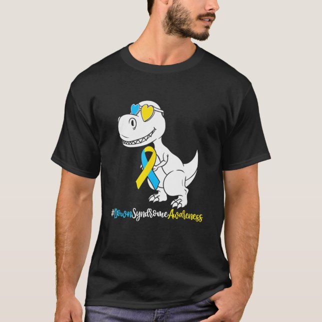 Down Syndrome T Rex Dinosaur , Boys Kids Trisomy T T-Shirt (Front)