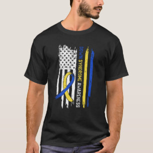 Down Syndrome USA Flag Blue Yellow Ribbon 1 T-Shirt