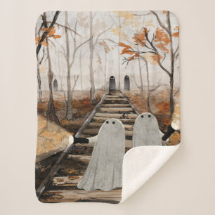 Down The Haunted Tracks Sherpa Blanket