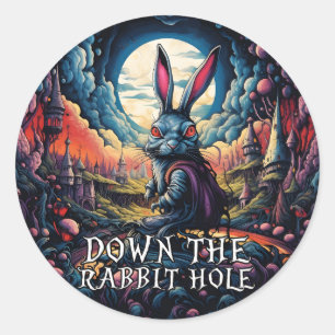 Down the Rabbit Hole Alice in Wonderland Classic Round Sticker