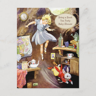 Down the Rabbit Hole Bring A Book Baby Shower Invitation