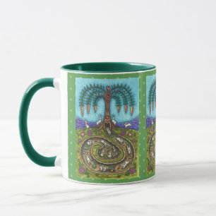 DOWN THE RABBIT HOLE, CARROT WILLOW TREE FOLK ART MUG