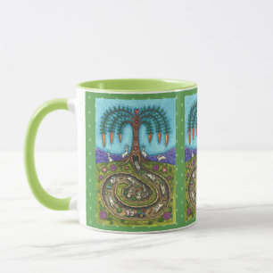 DOWN THE RABBIT HOLE, CARROT WILLOW TREE FOLK ART MUG