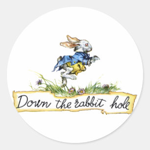 Down the rabbit hole classic round sticker