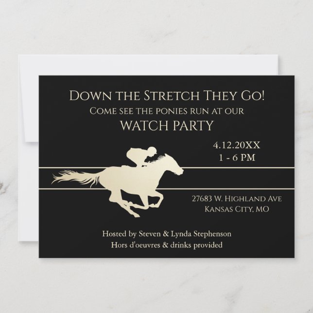 Down the Stretch Horse Race Party Invitation (Front)