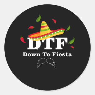 Down To Fiesta Cinco de Mayo Costume Party Outfit Classic Round Sticker