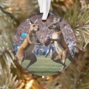 "Down Under Action: Kangaroos Playing Aussie Rules Ornament