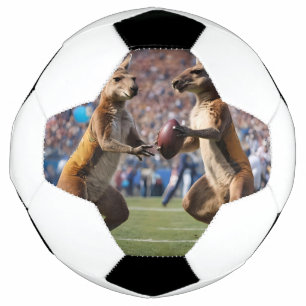 "Down Under Action: Kangaroos Playing Aussie Rules Soccer Ball