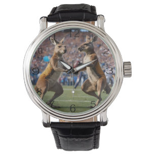 "Down Under Action: Kangaroos Playing Aussie Rules Watch