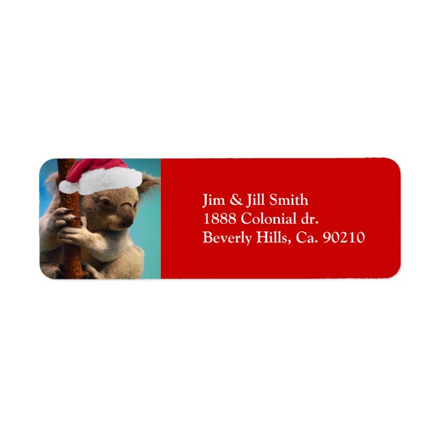 Down Under Christmas Koala Return Address Label (Front)