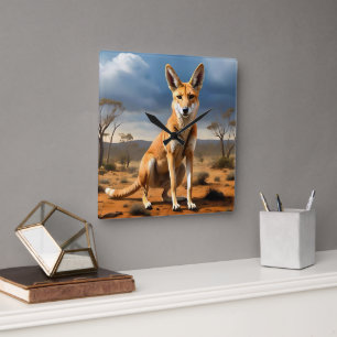 **"Down Under Delight: The Kangaringo Design"** Square Wall Clock