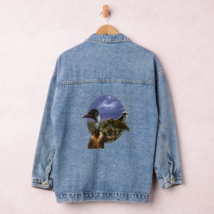 "Down Under Duo: Emu and Kookaburra in Popout Art" Denim Jacket