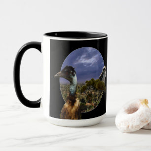 "Down Under Duo: Emu and Kookaburra in Popout Art" Mug