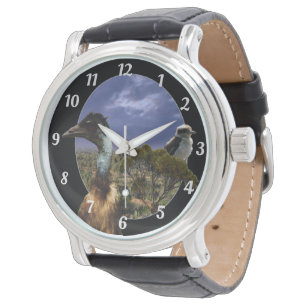 "Down Under Duo: Emu and Kookaburra in Popout Art" Watch