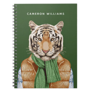 Down Vest Tiger   Add Your Name Notebook