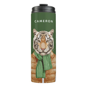 Down Vest Tiger   Add Your Name Thermal Tumbler