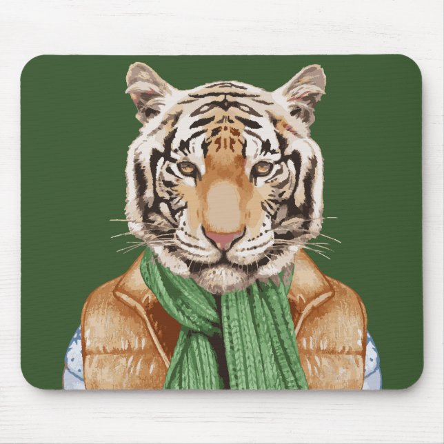 Down Vest Tiger Mouse Pad (Front)