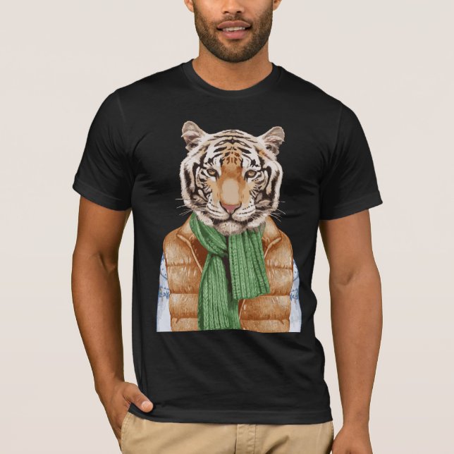 Down Vest Tiger T-Shirt (Front)