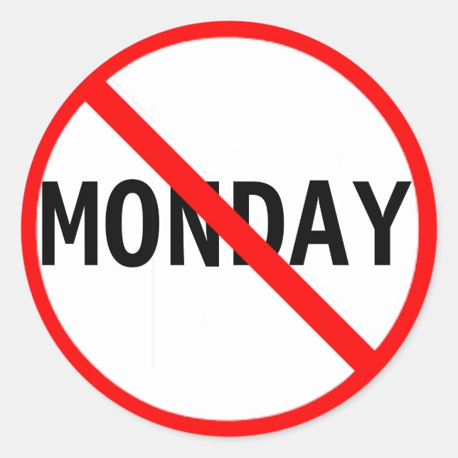 Down With Monday Classic Round Sticker (Front)