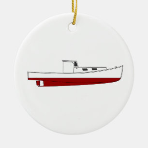 Downeast Maine Lobster Boat Colour Illustration Ceramic Ornament